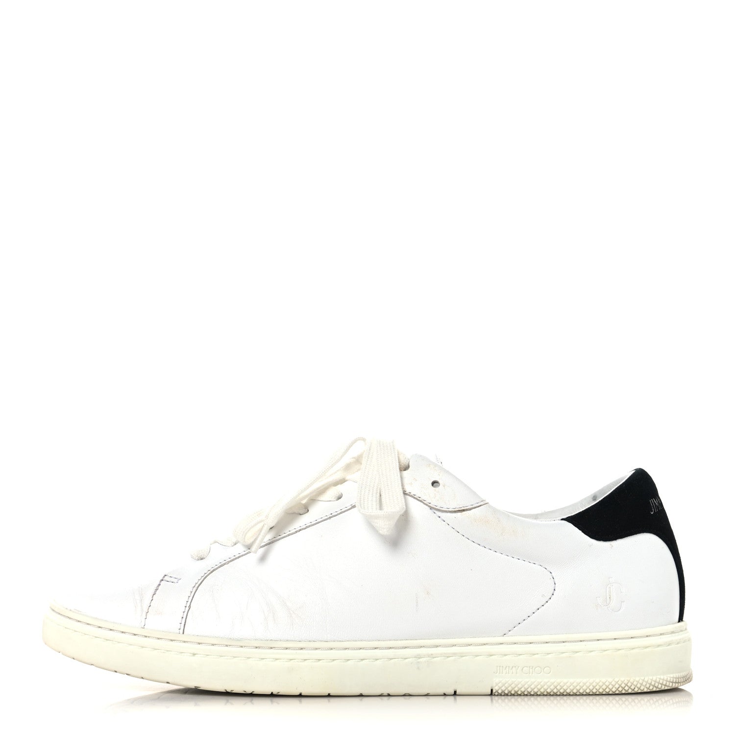 Jimmy Choo Calfskin Suede Mens Kai Sneakers 43 White Black 1 of 8