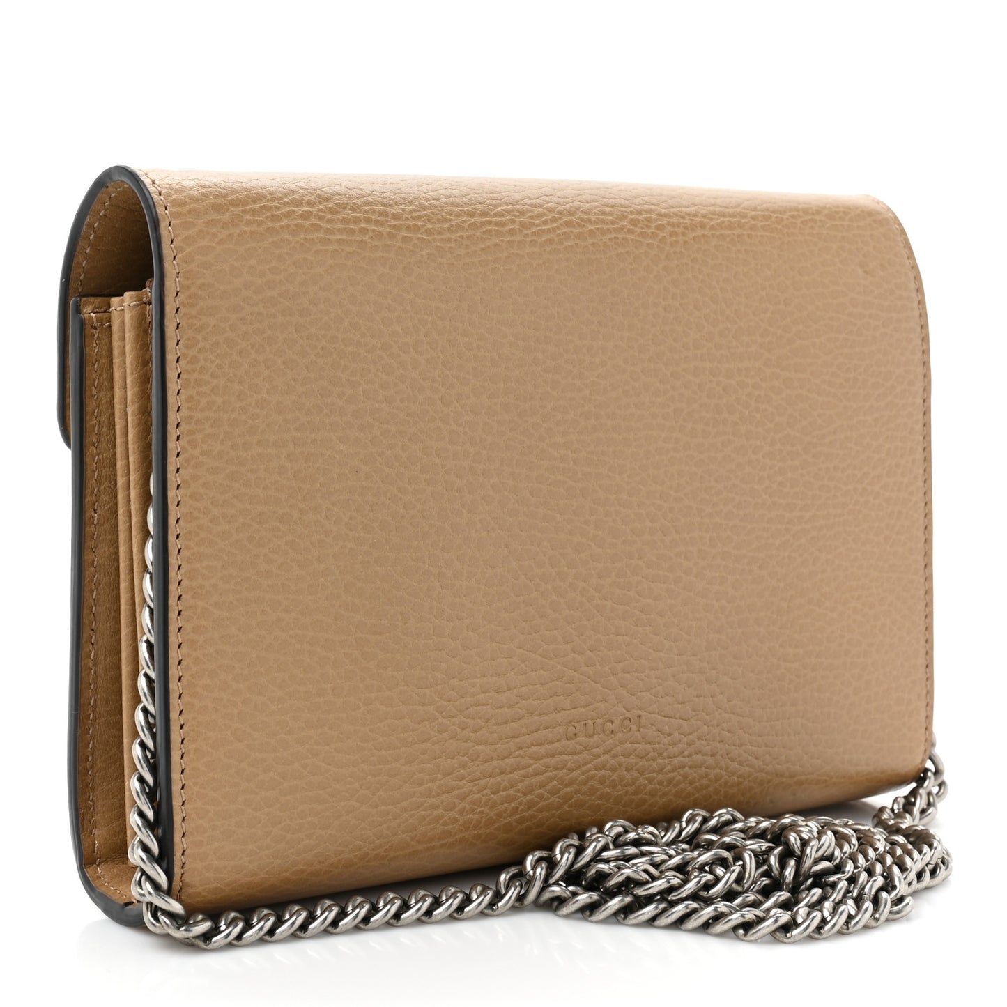 Dollar Calfskin Crystal Mini Dionysus Chain Wallet Natural Tan Black Diamond