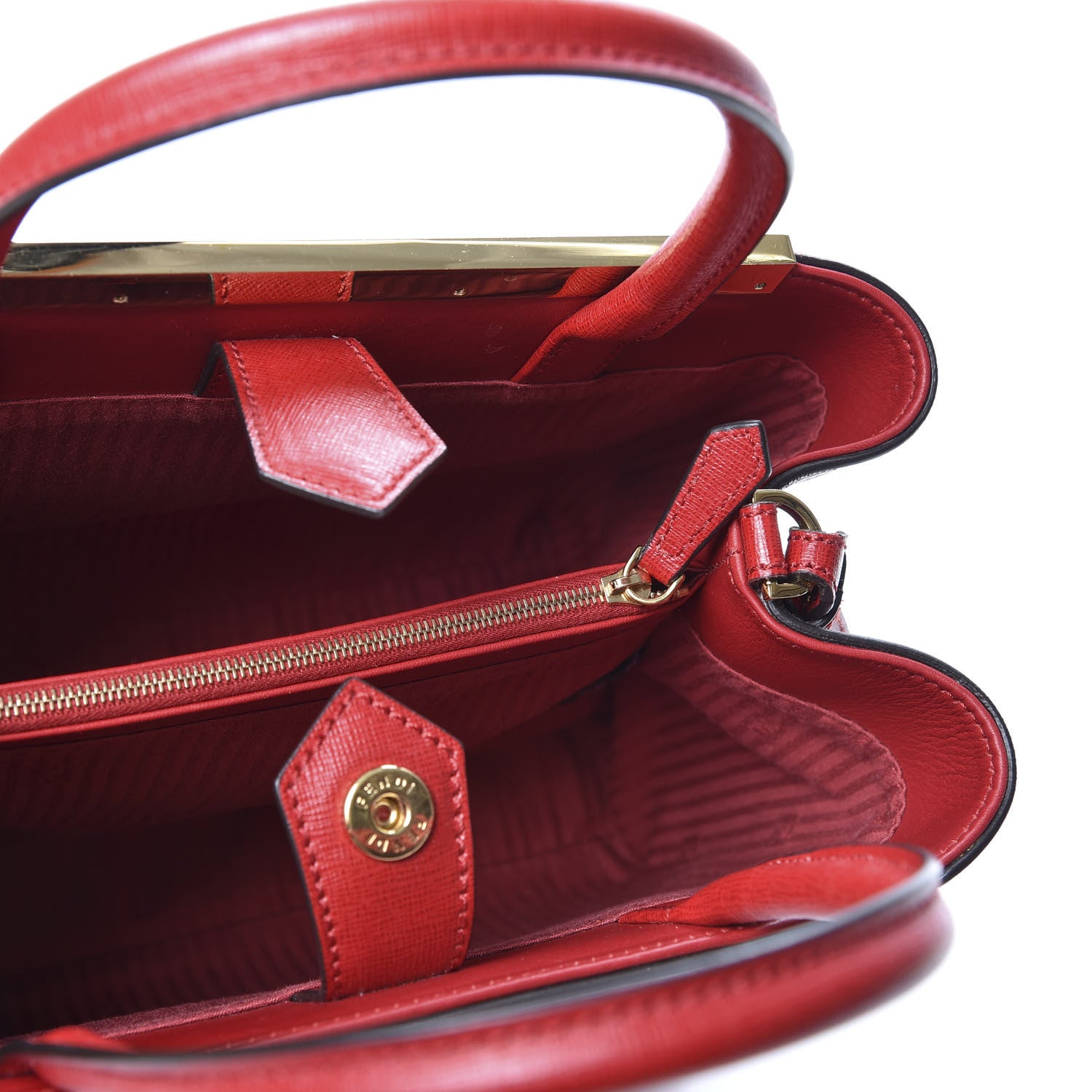 Fendi Vitello Elite Flamingo Petite 2Jours Tote Mattone 4 of 10