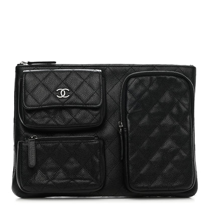 Chanel Caviar Quilted Zipped Multi Pouch Black 1 of 7