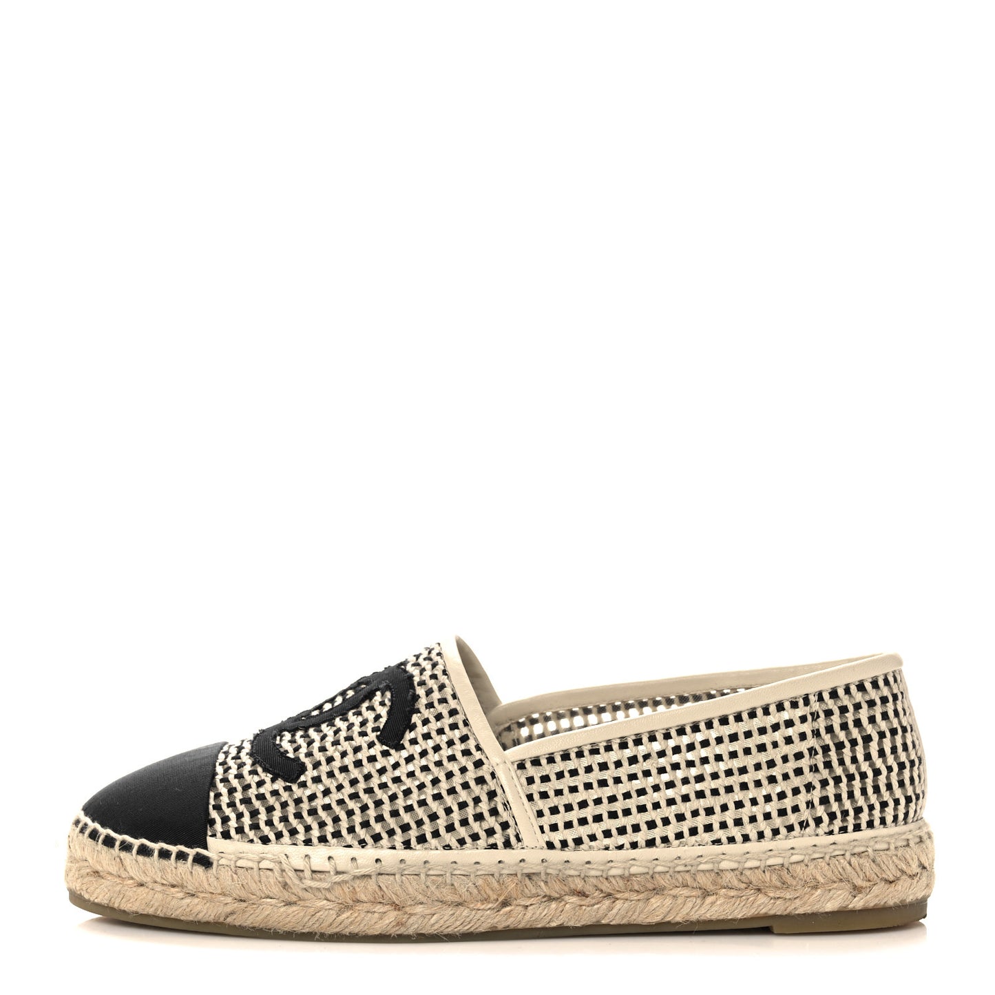 Mesh Grosgrain CC Espadrilles 41 Beige Black