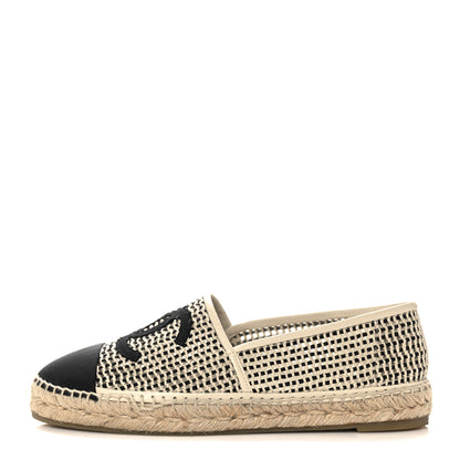 Chanel Mesh Grosgrain CC Espadrilles 41 Beige Black 1 of 7