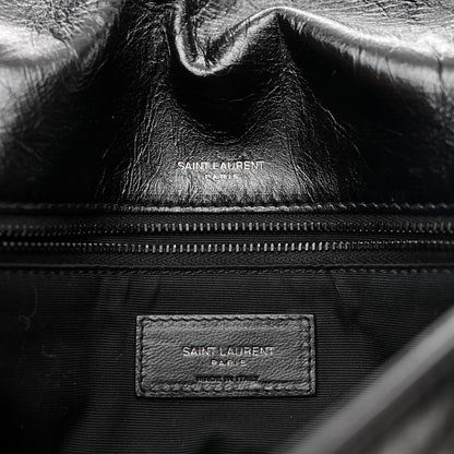 Saint Laurent Crinkled Calfskin Matelasse Monogram Medium Niki Chain Satchel Black 6 of 10