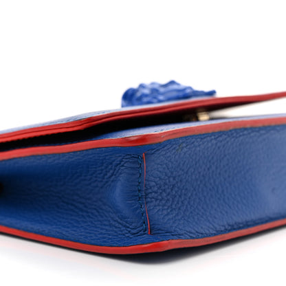 Versace Grained Calfskin Palazzo Chain Evening Bag Blue 8 of 14