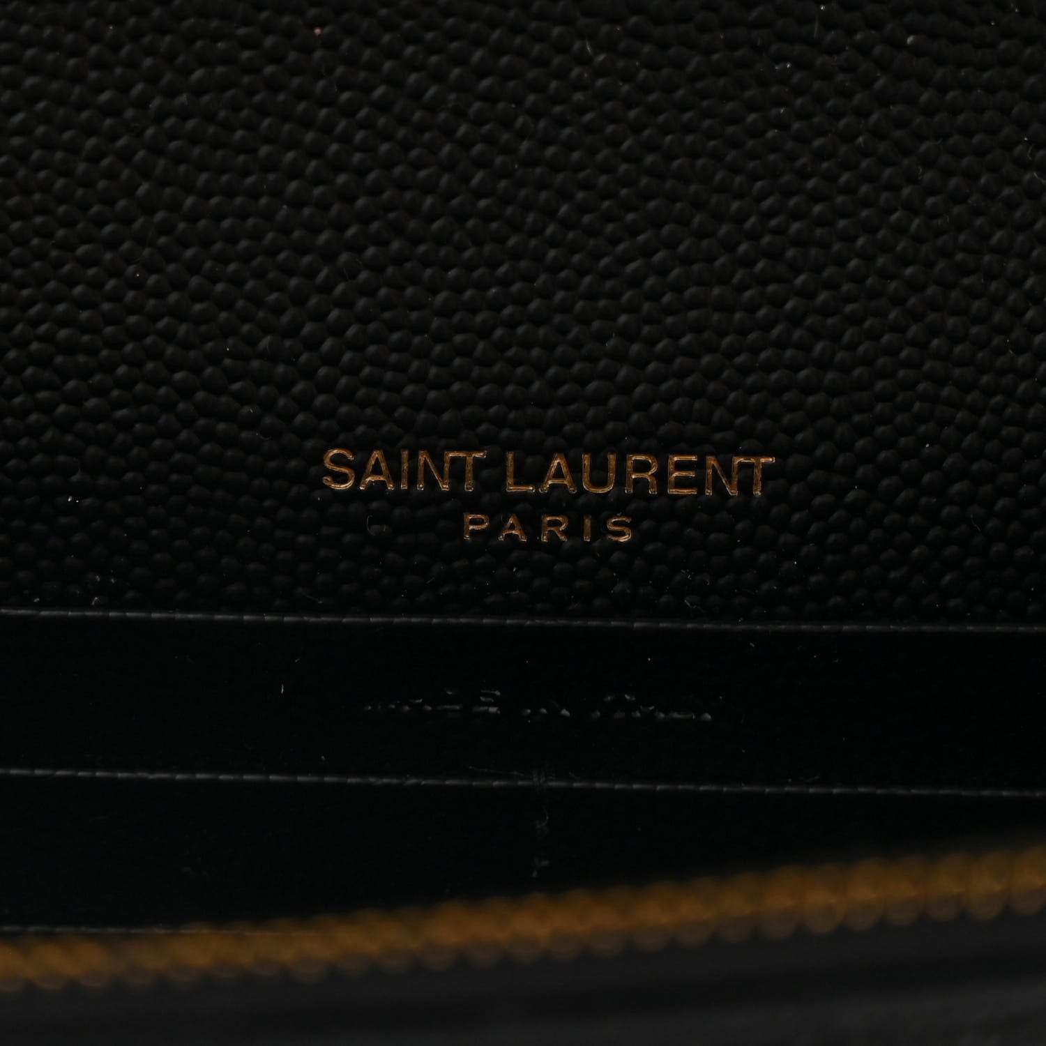 Saint Laurent Grain De Poudre Matelasse Chevron Monogram Envelope Chain Wallet Black 6 of 11