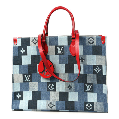 Louis Vuitton Denim Damier Monogram Onthego Blue Rouge 1 of 11