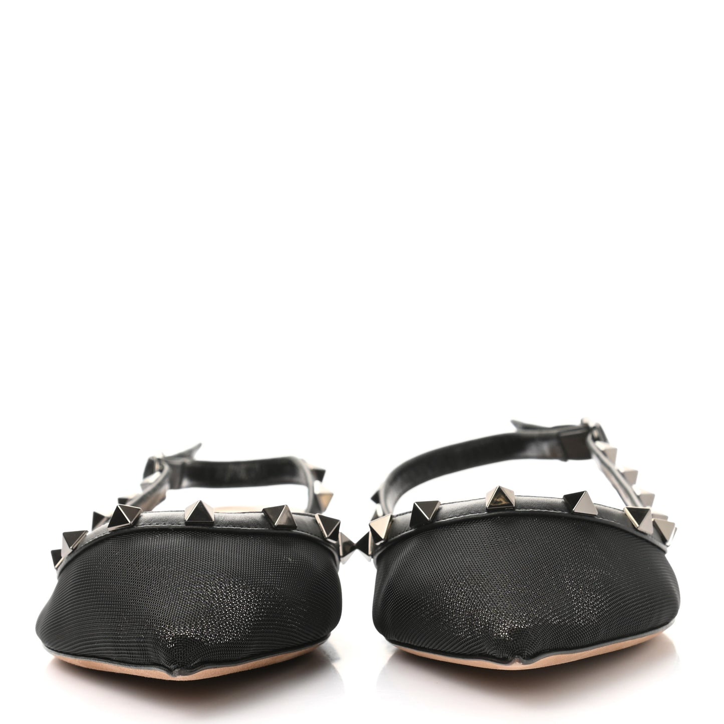 Mesh Rockstud Slingback Flats 38 Black