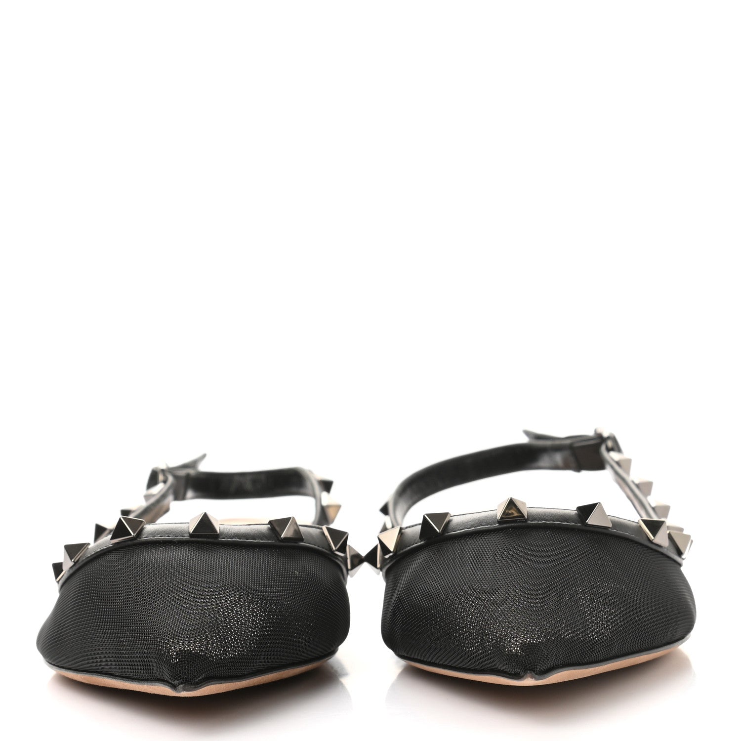 Valentino Garavani Mesh Rockstud Slingback Flats 38 Black 2 of 9