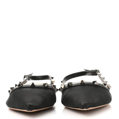 Valentino Garavani Mesh Rockstud Slingback Flats 38 Black 2 of 9