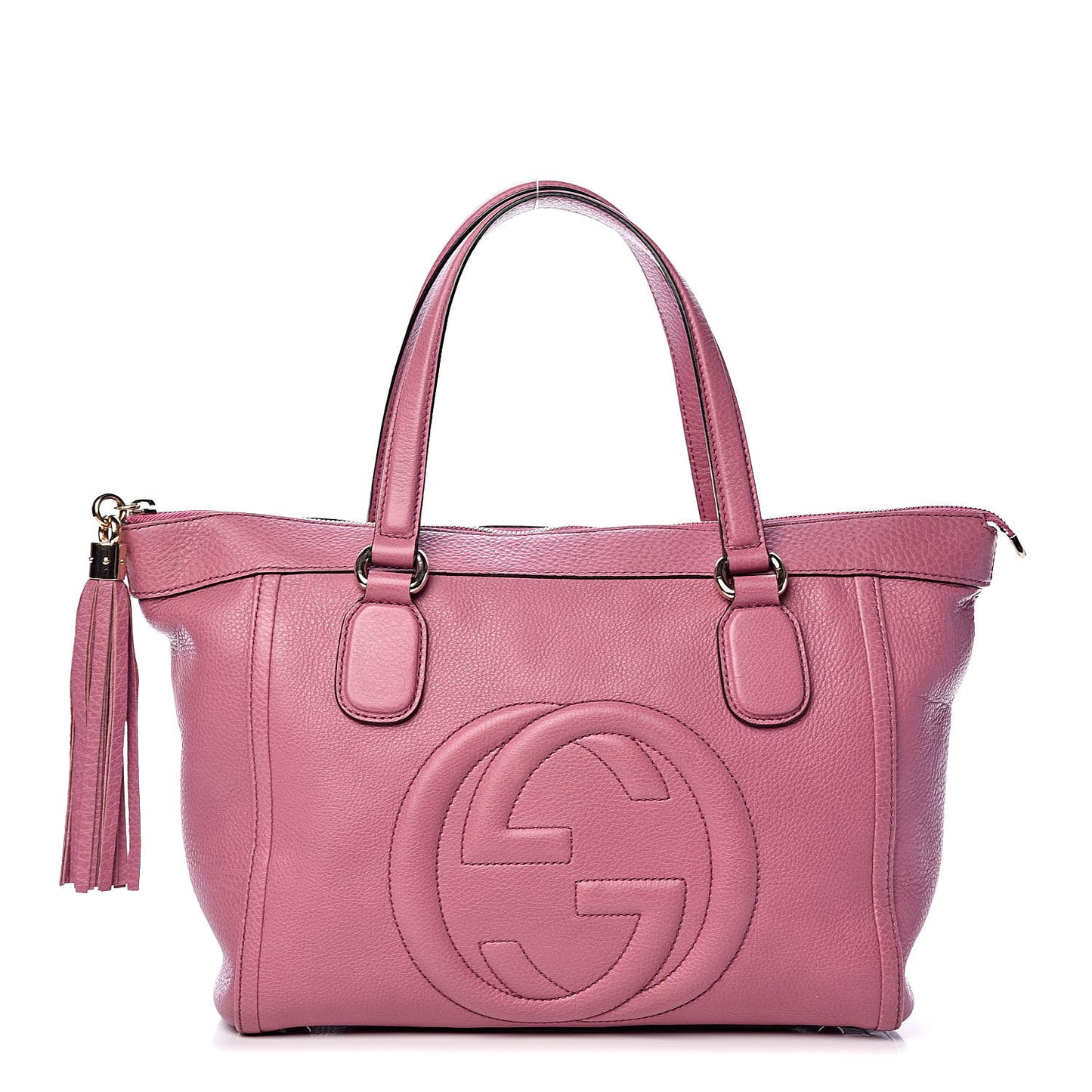 Pebbled Calfskin Small Soho Top Handle Bag Fresia Rose