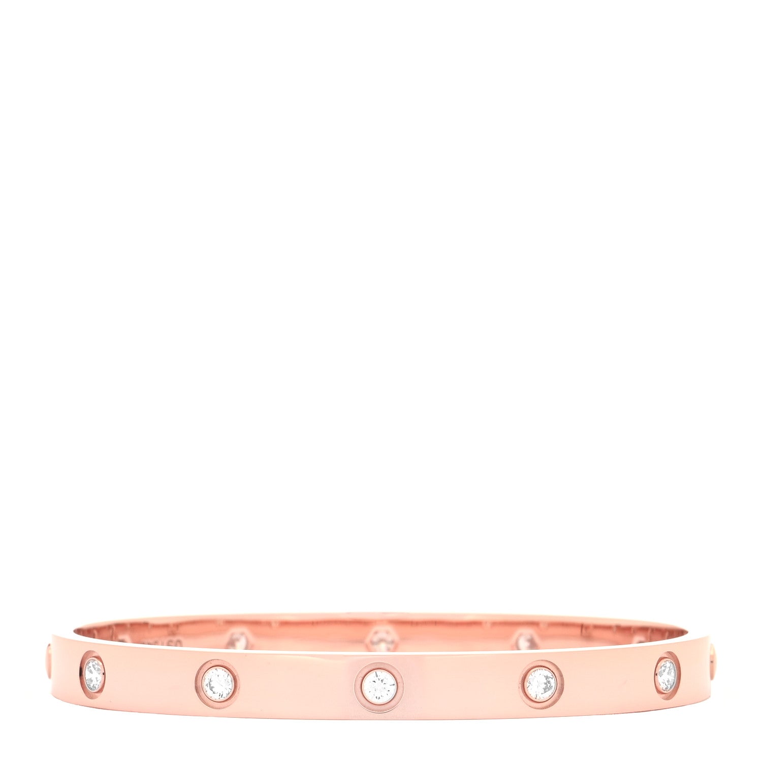 Cartier 18K Pink Gold 10 Diamond LOVE Bracelet 17 1 of 7