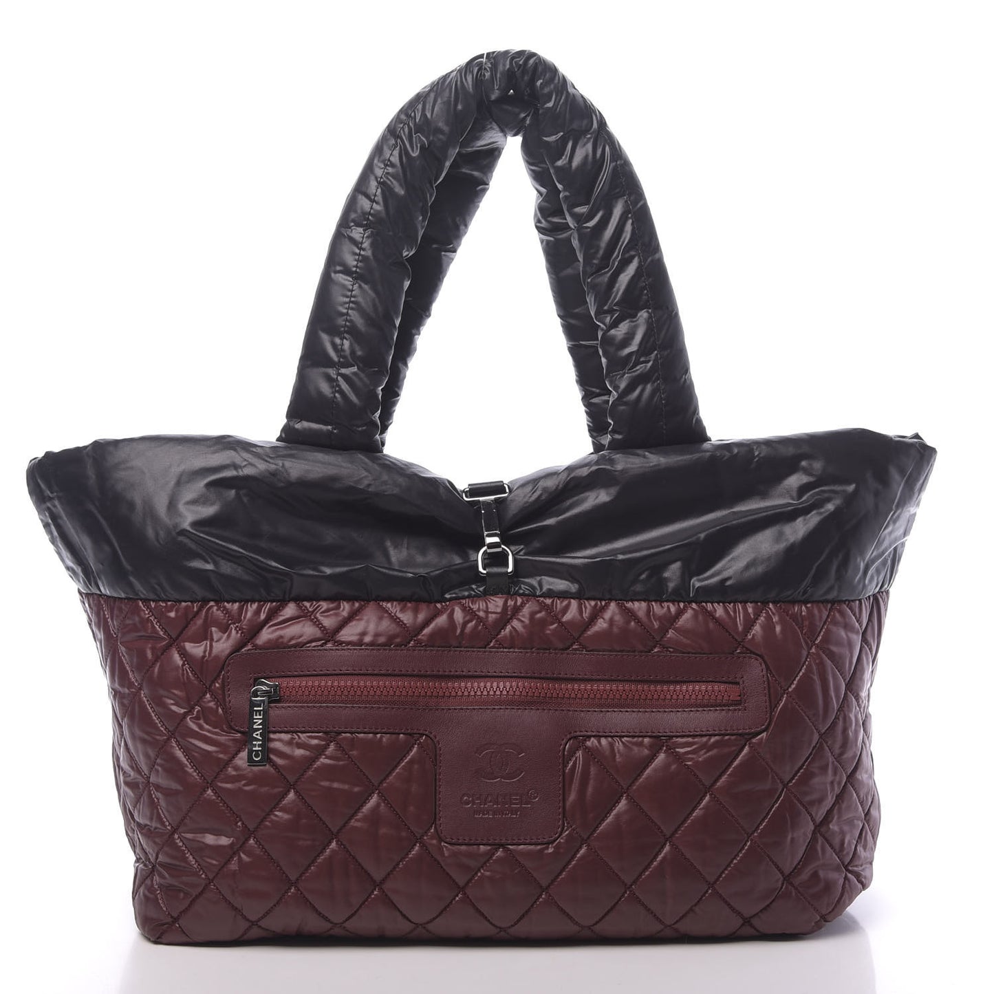 Nylon Quilted Medium Coco Cocoon Reversible Tote Black