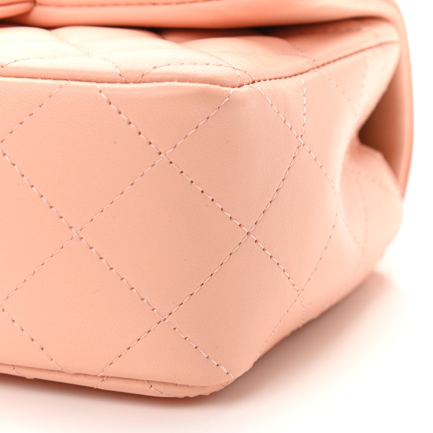 Lambskin Quilted Mini Rectangular Flap Light Orange