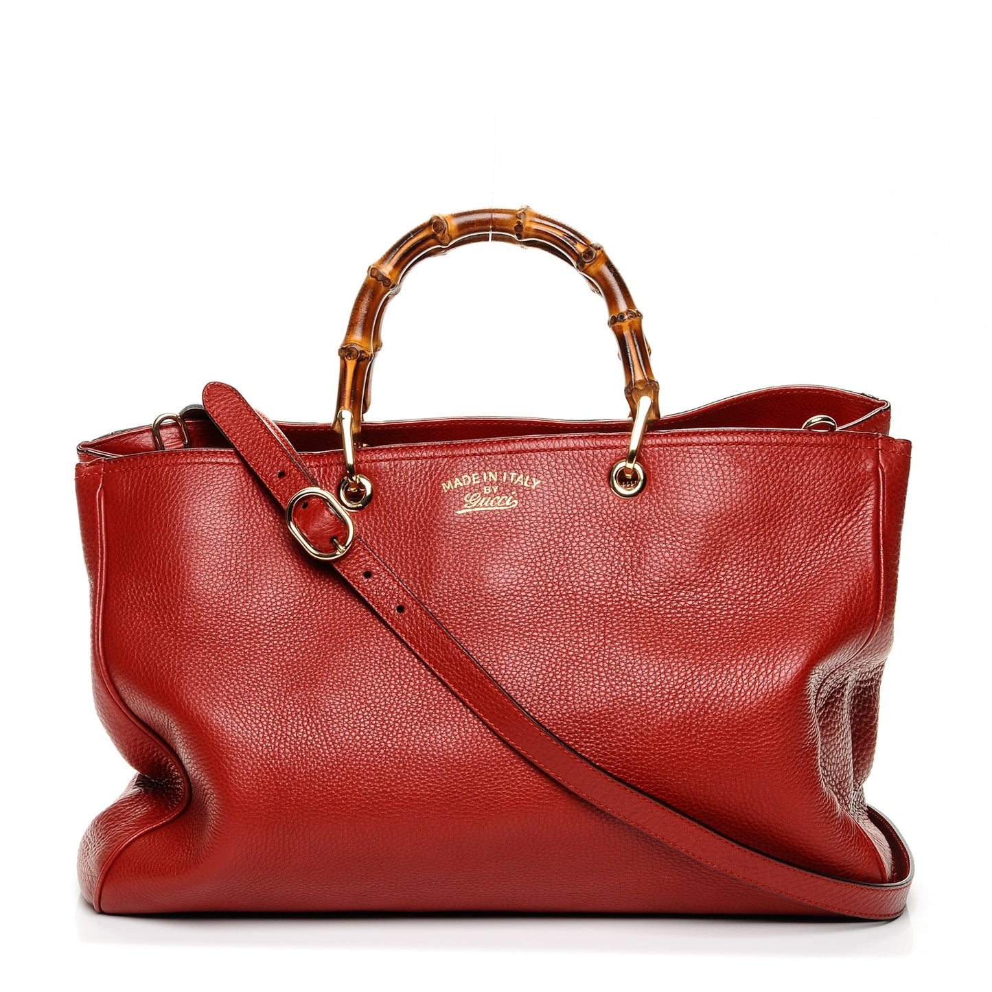 Calfskin Large Bamboo Shopper Tote Red