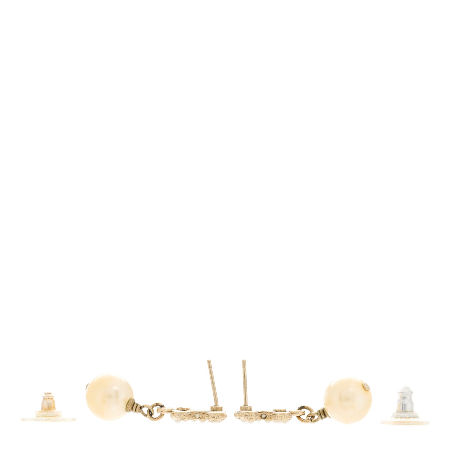Pearl CC Drop Earrings Gold