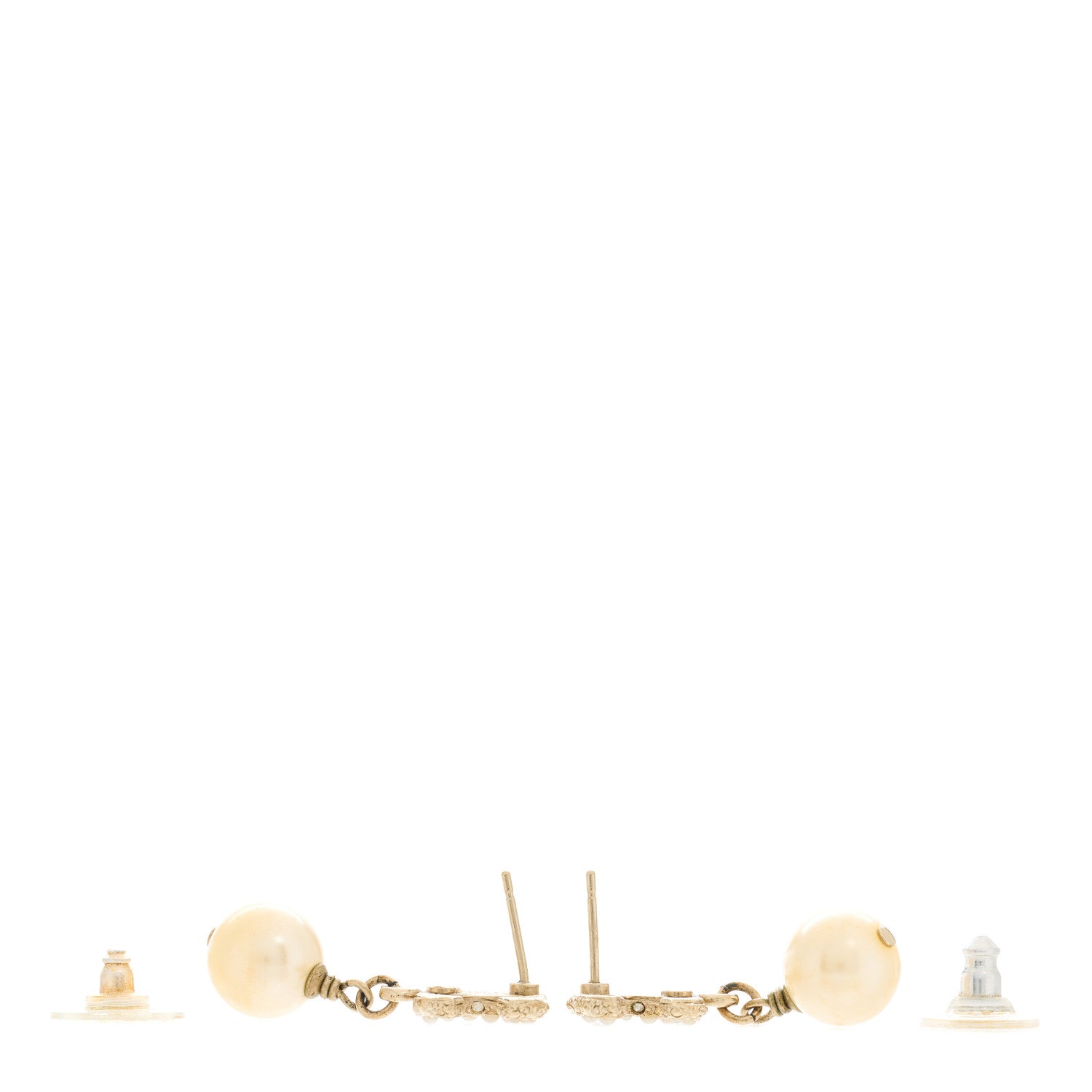 Chanel Pearl CC Drop Earrings Gold 3 of 5