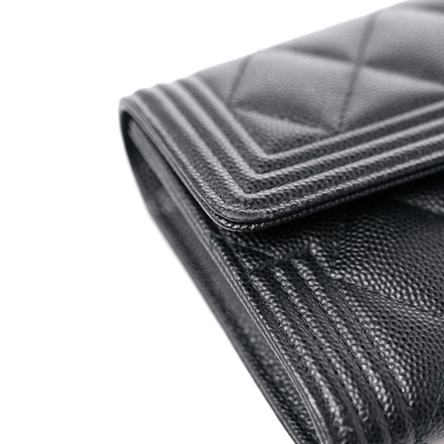 Caviar Quilted Long Boy Flap Wallet Black