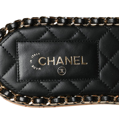 Chanel Lambskin Chain Cork Slide Sandals 39 Black 8 of 8