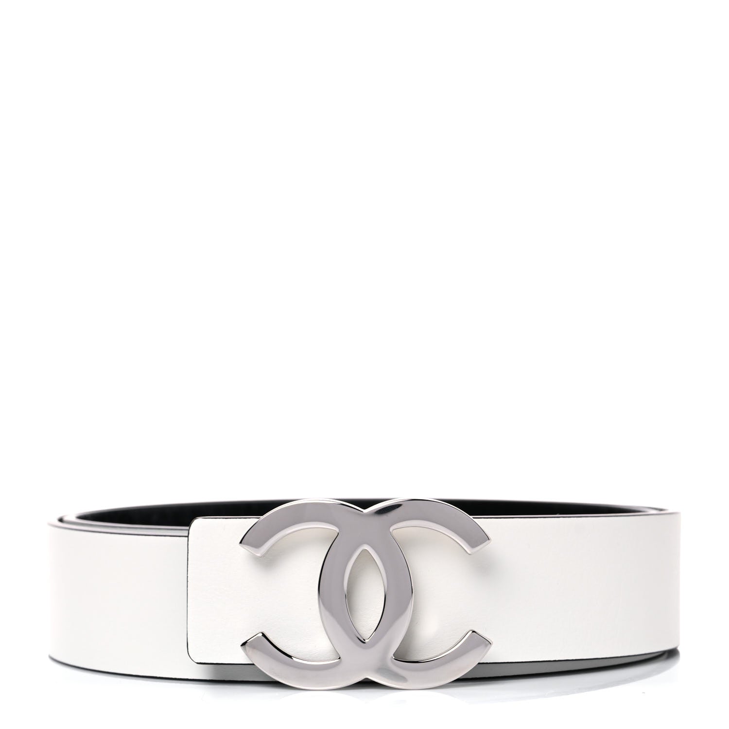 Chanel Calfskin CC Reversible Belt 90 Black White 1 of 5