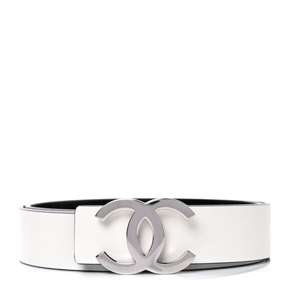 Chanel Calfskin CC Reversible Belt 90 Black White 1 of 5