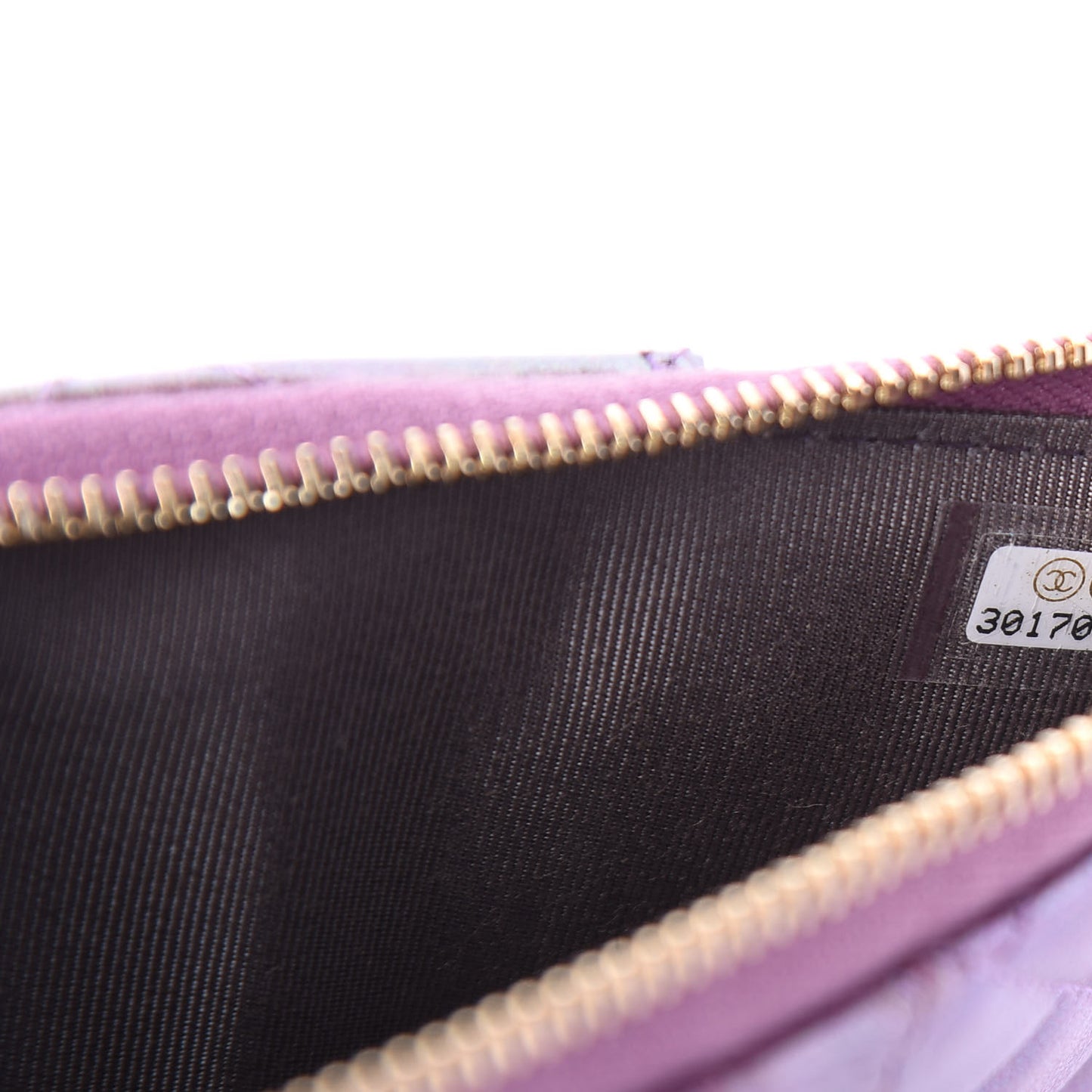 Metallic Aged Calfskin Quilted Classic Flat Wallet Pouch Purple