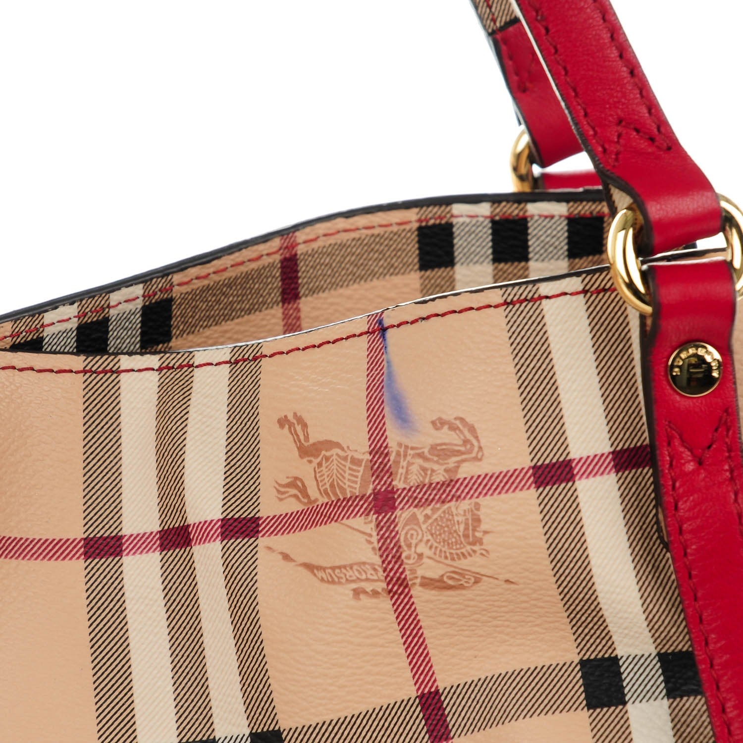 Burberry Haymarket Check Small Canterbury Tote Military Red 3 of 11