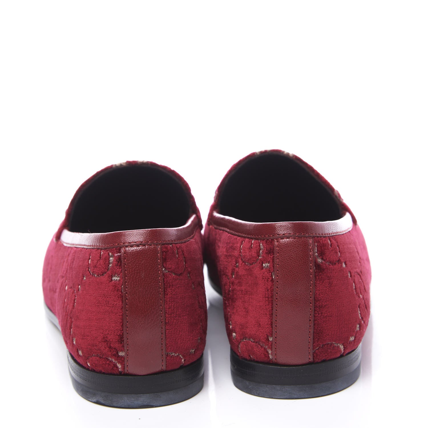 Gucci Velvet Malaga Kid GG Monogram Horsebit Womens Jordaan Loafers 36 Red Cipria Romantic Cerise 7 of 11