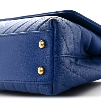 Chanel Caviar Chevron Quilted Mini Coco Handle Flap Blue 10 of 10