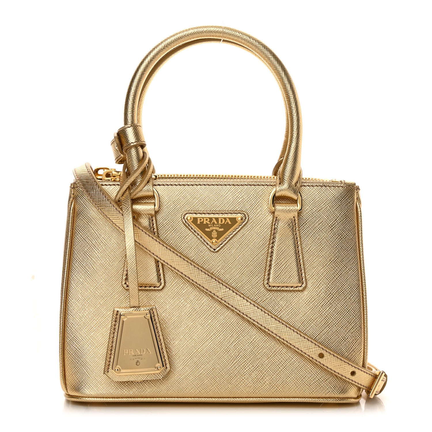Prada Saffiano Lux Mini Galleria Double Zip Tote Platino 1 of 13