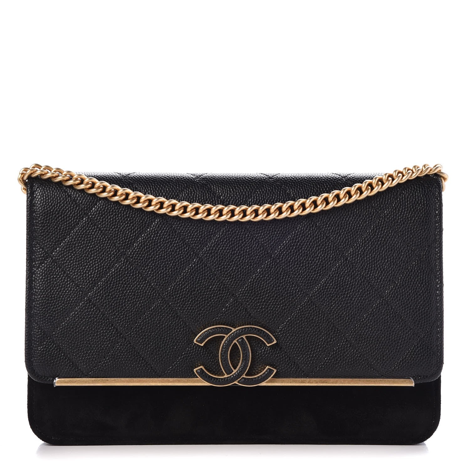 Chanel Caviar Suede Stitched Lady Coco Wallet On Chain WOC Black 1 of 9