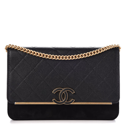 Chanel Caviar Suede Stitched Lady Coco Wallet On Chain WOC Black 1 of 9
