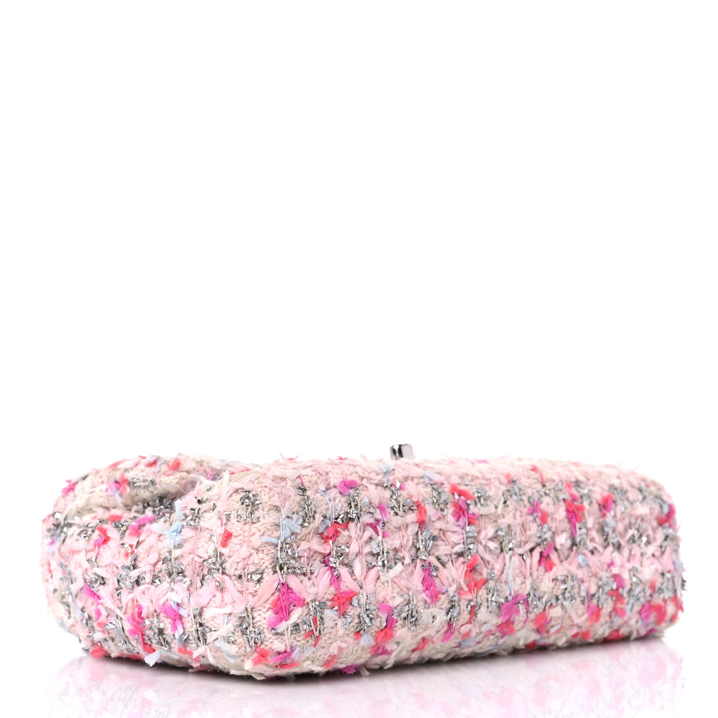 Tweed Quilted Mini Rectangular Flap Light Pink Silver Blue
