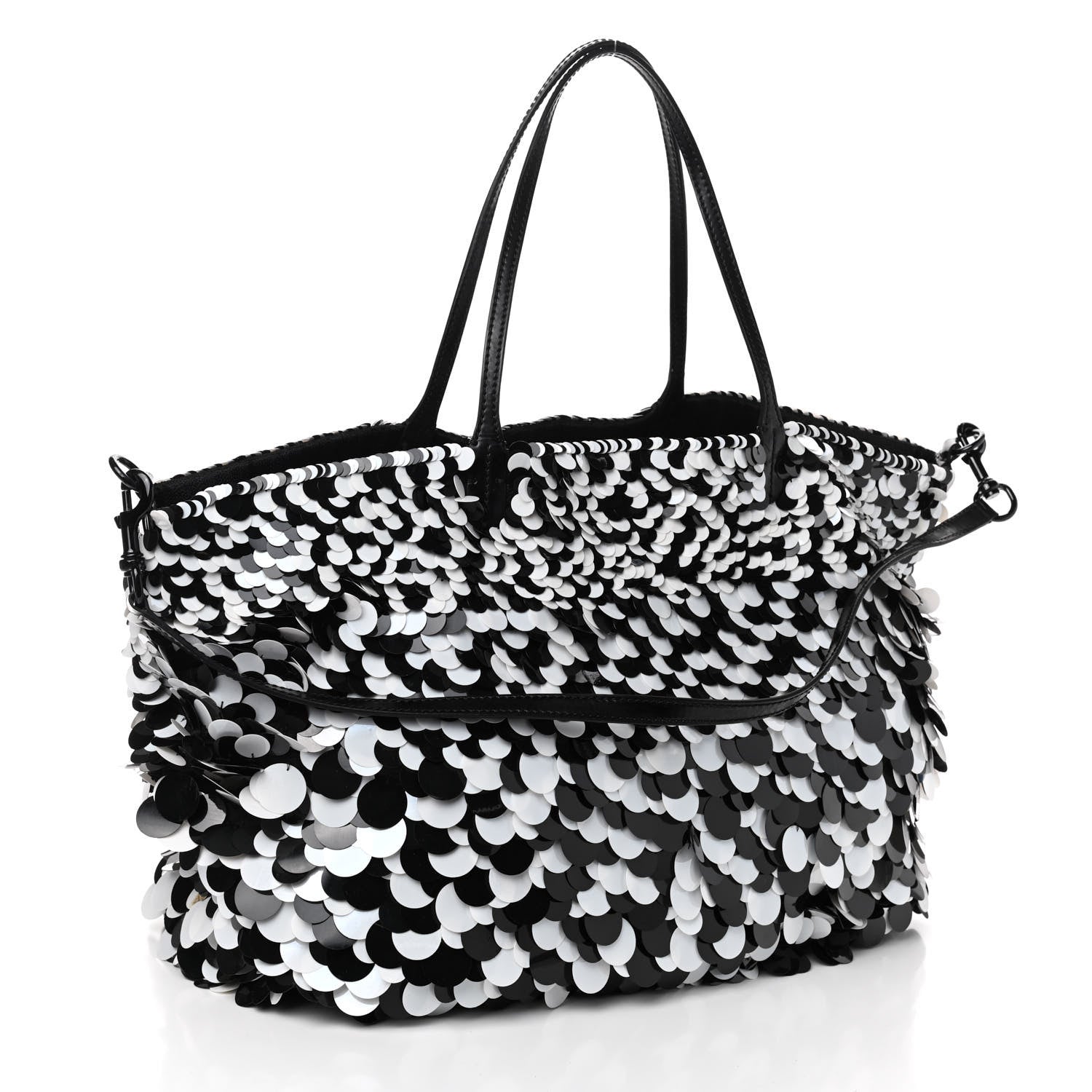 Valentino Garavani Sequin Ricamo Macro Paillettes Tote Black White 3 of 9