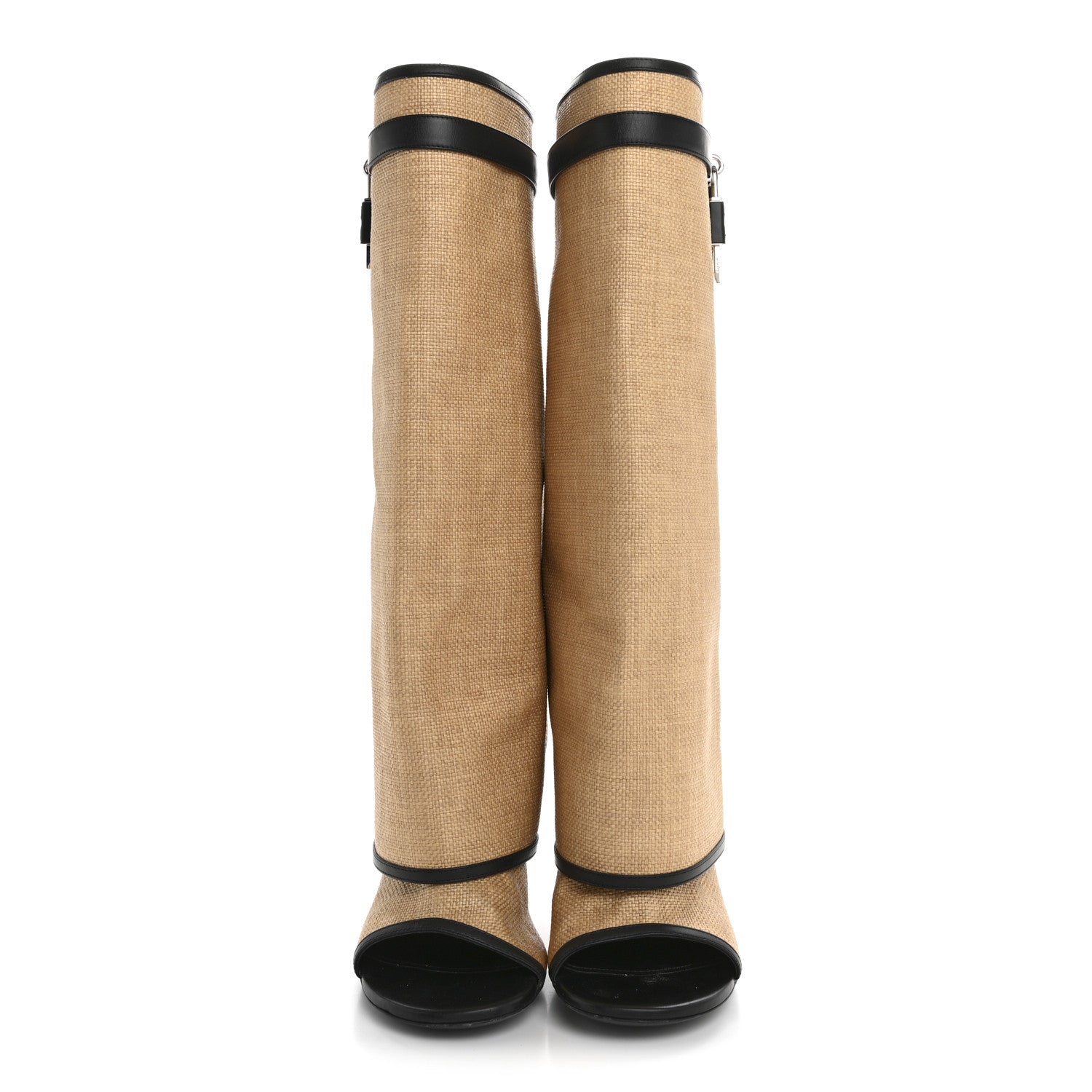 Givenchy Raffia Shark Lock Pant Boots 40.5 Natural Black 2 of 8
