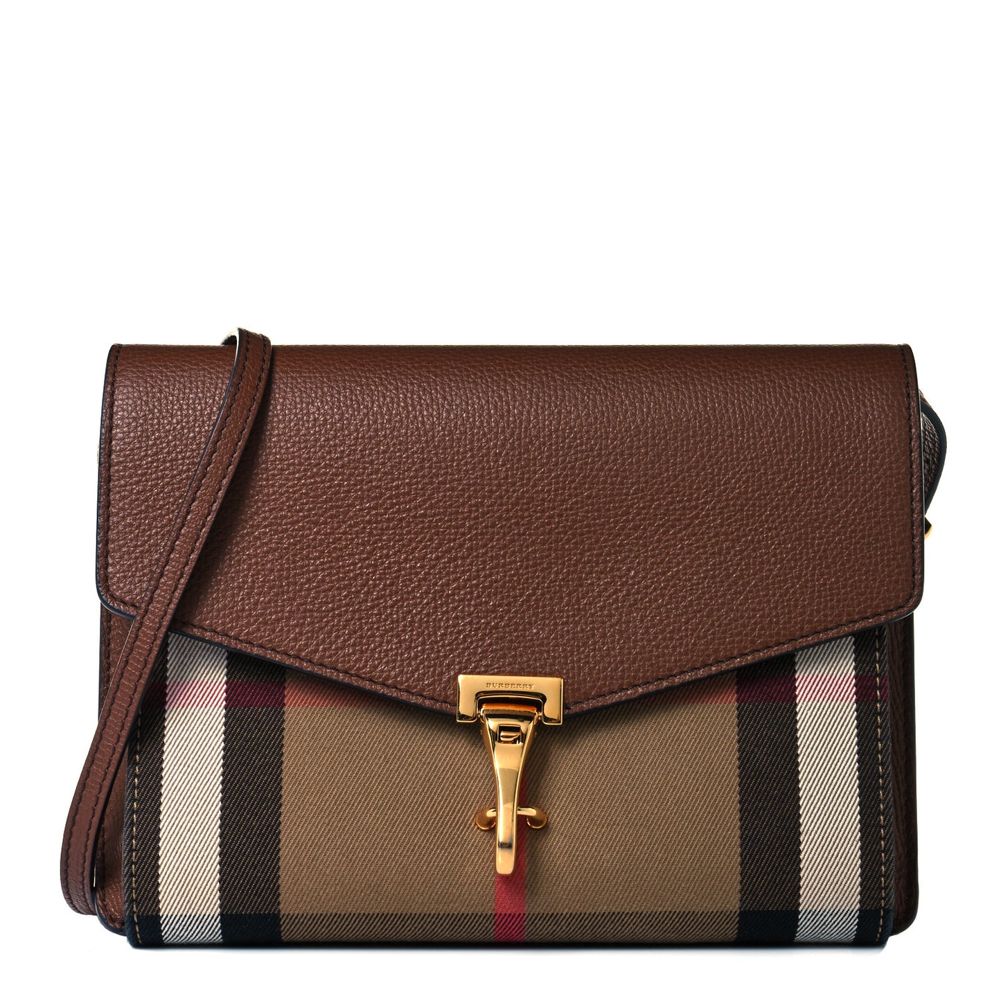 Derby Calfskin House Check Small Macken Crossbody Bag Tan