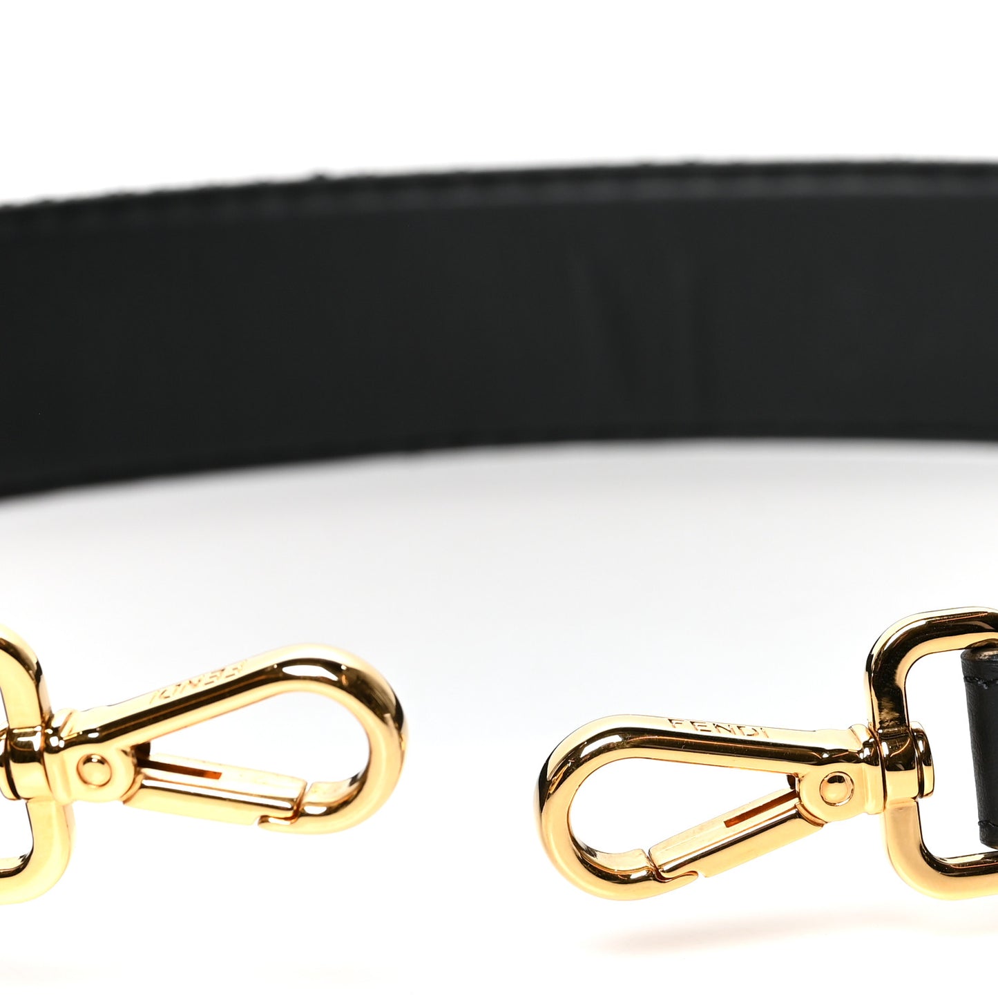 Calfskin Sequin FF Strap You Black Gold