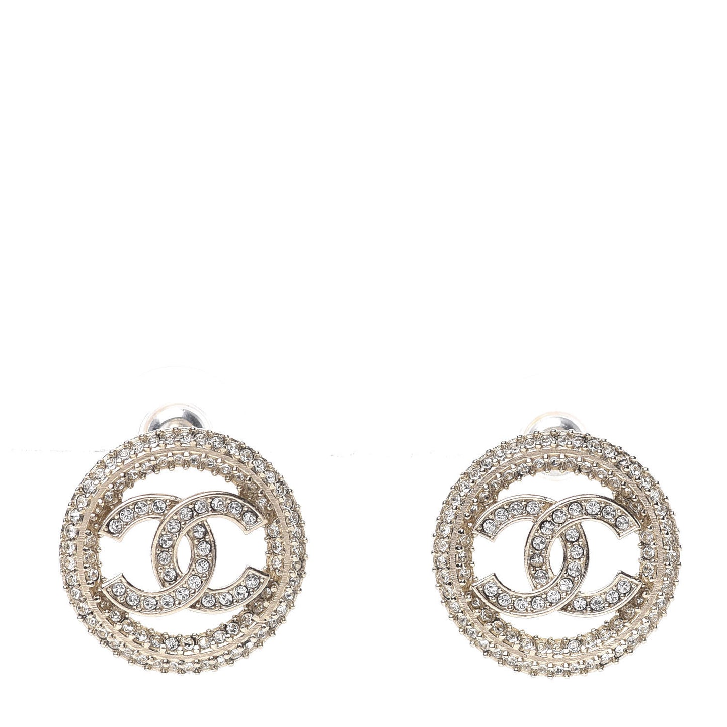 Crystal CC Vendome Round Earrings Gold