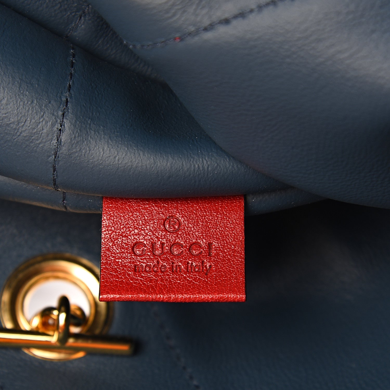 Gucci Suede Calfskin Large Rajah Chain Tote New Blue Romantic Cherry 6 of 9