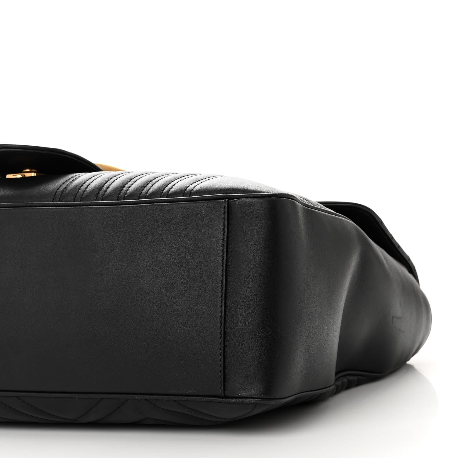 Gucci Calfskin Matelasse Maxi GG Marmont Top Handle Shoulder Bag Black 10 of 11