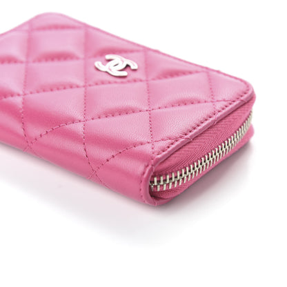 Chanel Lambskin Quilted Zip Around Coin Purse Pink 7 of 11