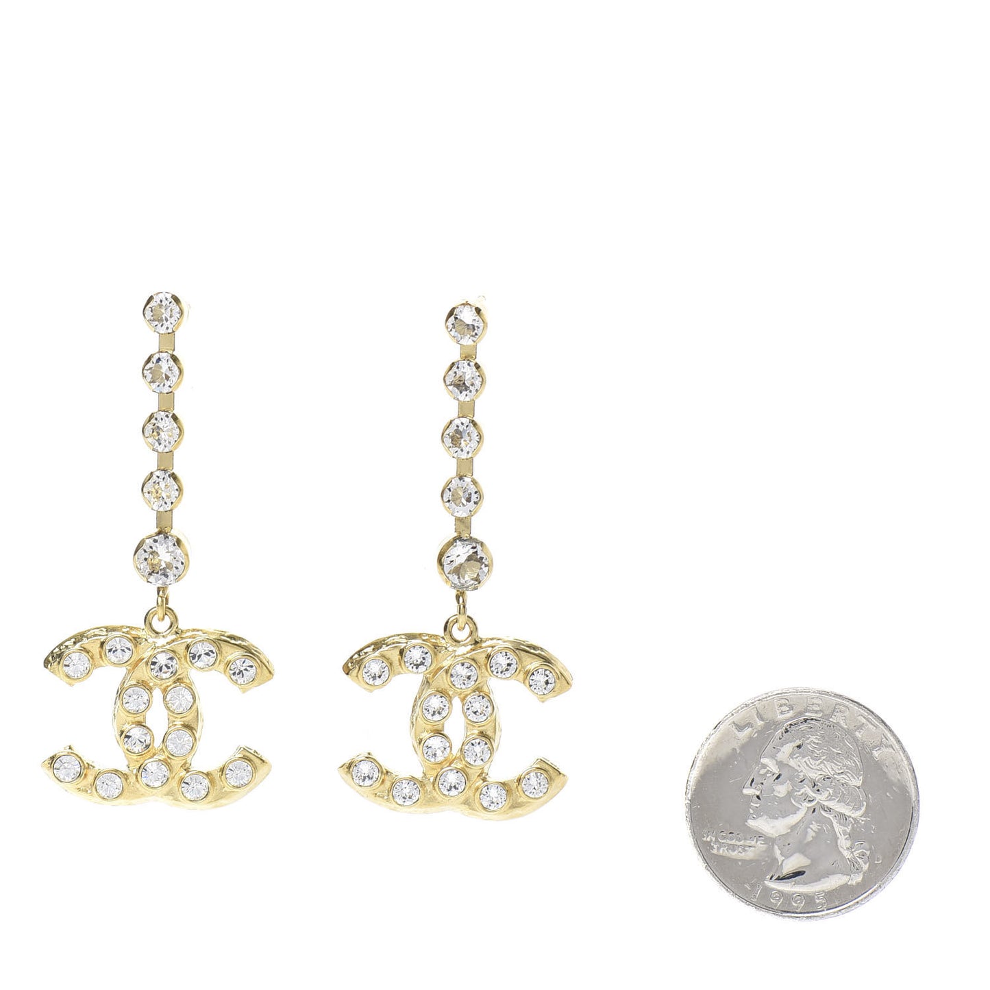 CC Crystal Drop Earrings Gold