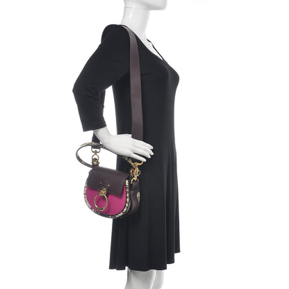 Chloe Calfskin Lizard Embossed Small Tess Bag Black Raisin 2 of 8