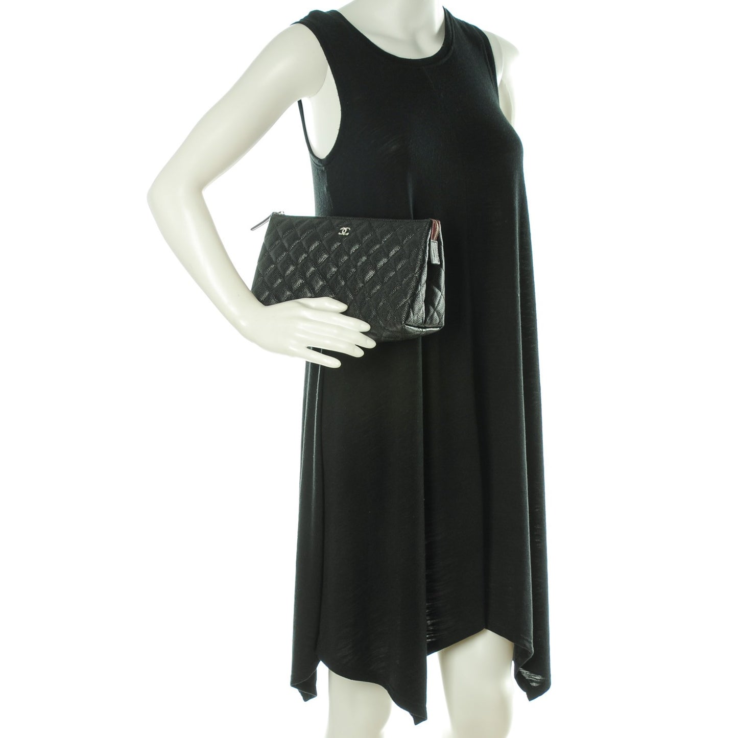 Caviar Quilted Cosmetic Case Black