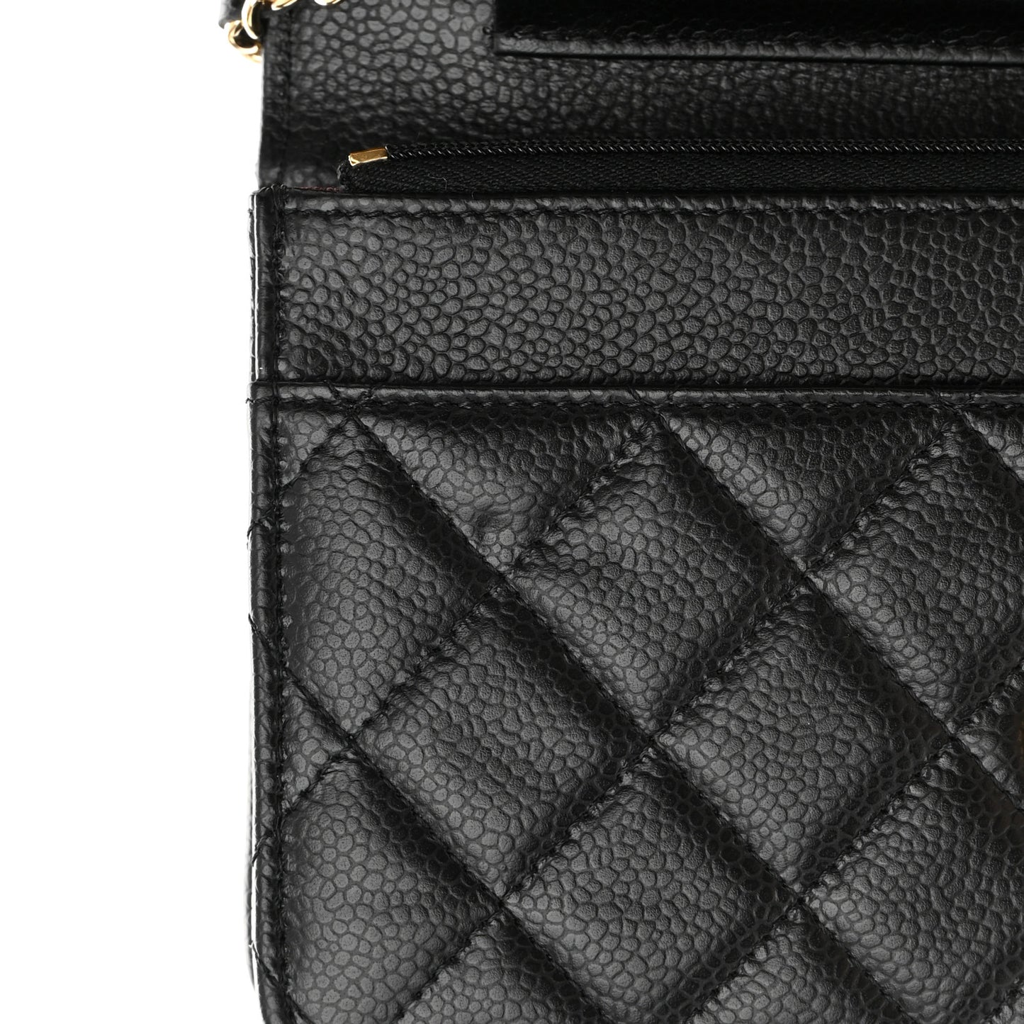Caviar Quilted Wallet on Chain WOC Black