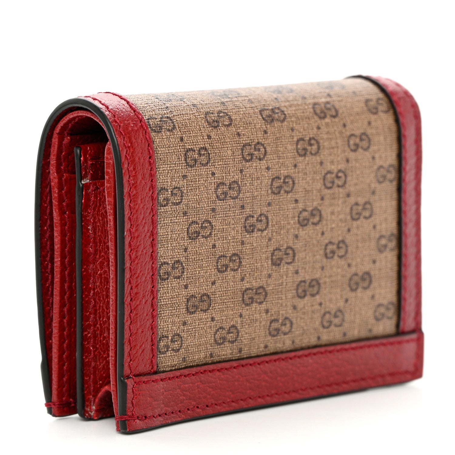 Gucci X DORAEMON Mini Vintage GG Supreme Monogram Card Case Wallet Beige Cherry Red 3 of 9