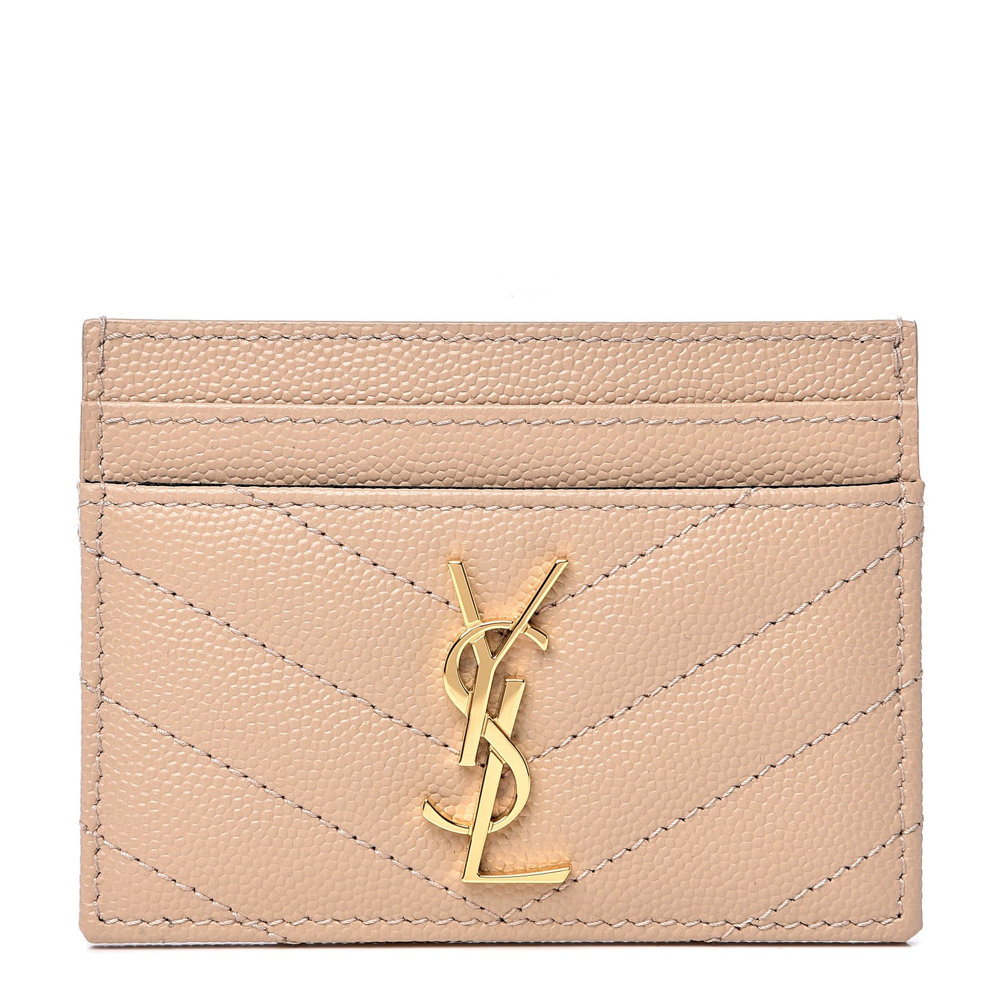 Grain De Poudre Matelasse Chevron Monogram Credit Card Case Nude Powder