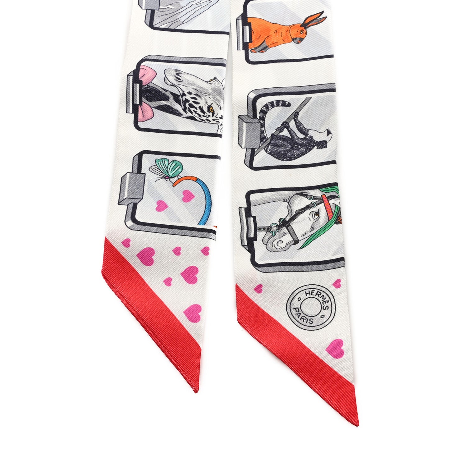 Silk Story Twilly White Gris Rouge