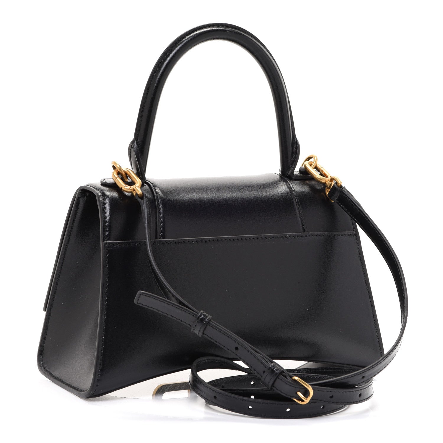 Balenciaga Shiny Box Calfskin Small Hourglass Top Handle Bag Black 3 of 10