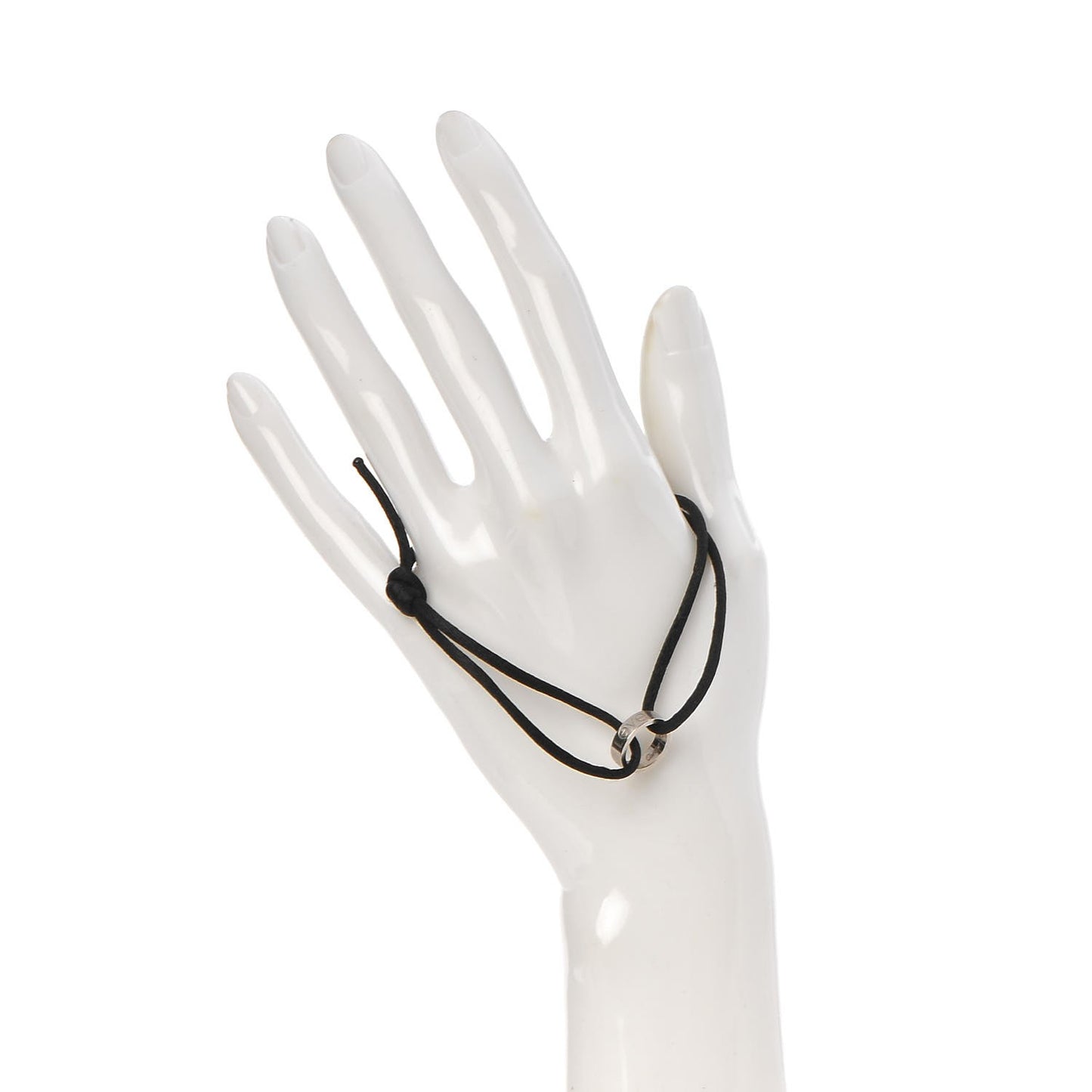 18K White Gold Charity LOVE Adjustable Cord Bracelet Black