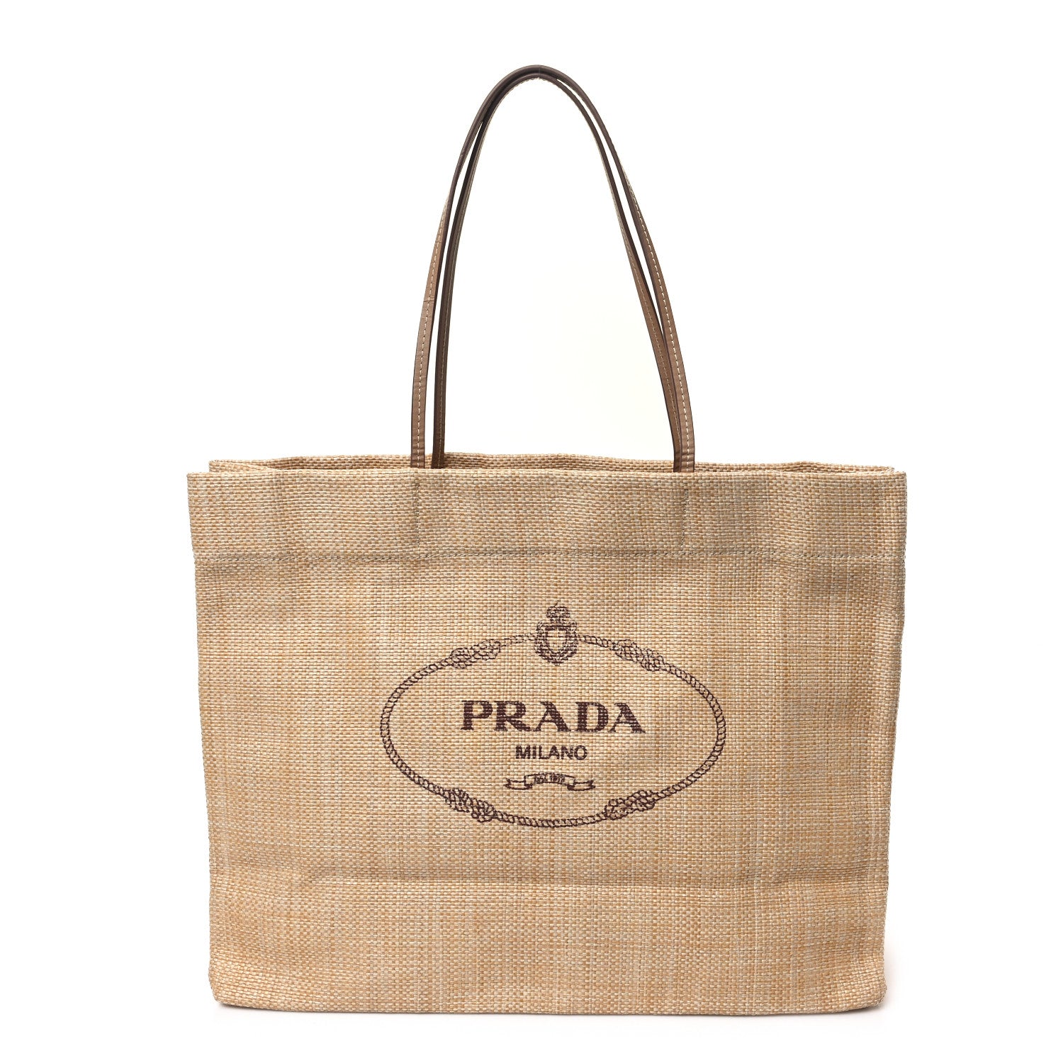 Prada Raffia Logo Tote Naturale 1 of 10